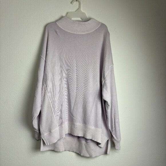 NWT Aerie Oversized Mock Neck Sweatshirt Lavender Purple Ribbed Cozy Pullover - Picture 2 of 13